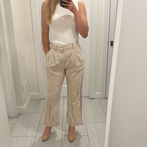 GAP Beige Striped Cropped Pants